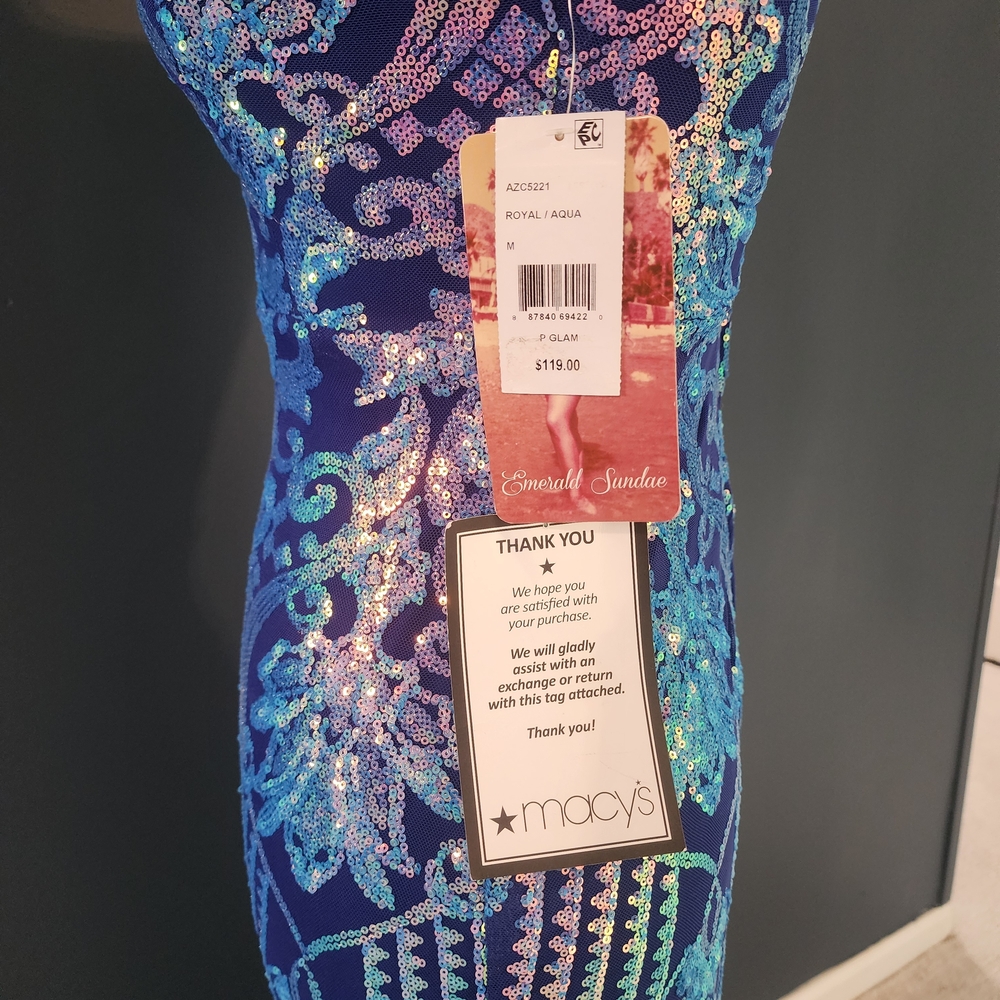 Emerald Sundae Blue Patterned Sequin Spaghetti St… - image 13